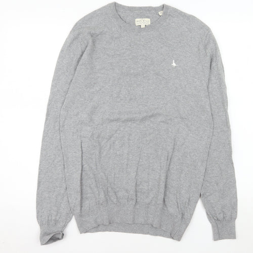 Jack Wills Mens Grey Cotton Cashmere Crew Neck Jumper M