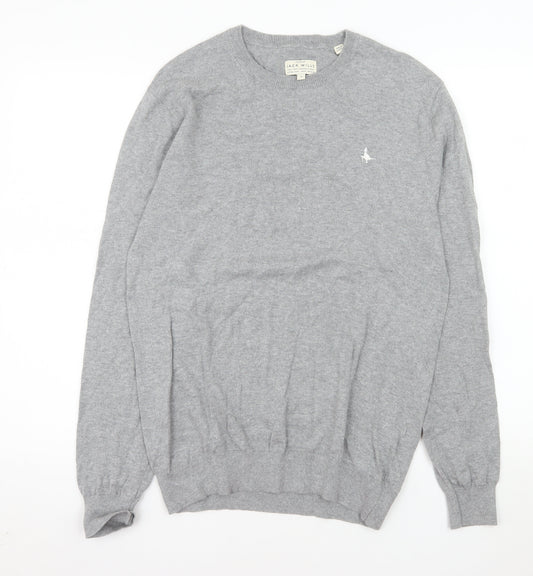 Jack Wills Mens Grey Cotton Cashmere Crew Neck Jumper M