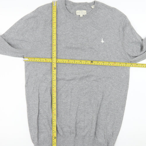 Jack Wills Mens Grey Cotton Cashmere Crew Neck Jumper M