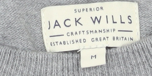 Jack Wills Mens Grey Cotton Cashmere Crew Neck Jumper M