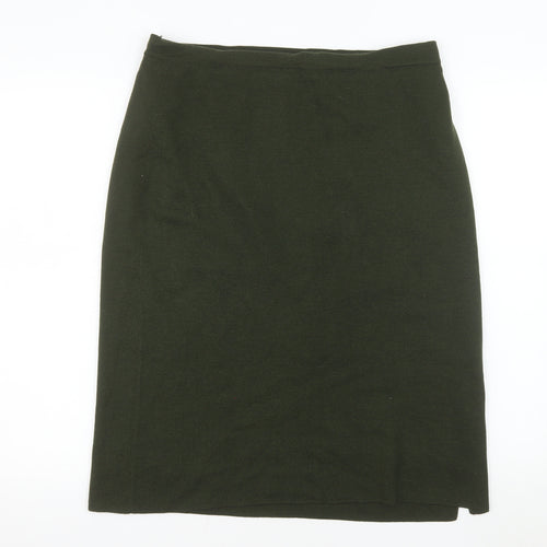 Country Casuals Women Green L Wool Knit Pencil Skirt