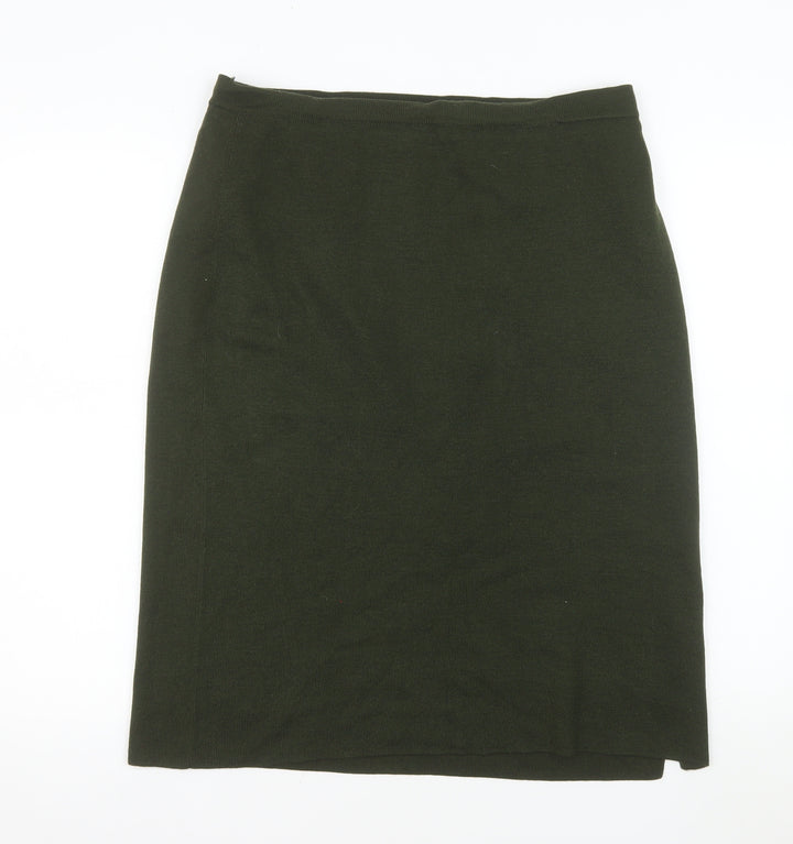 Country Casuals Women Green L Wool Knit Pencil Skirt