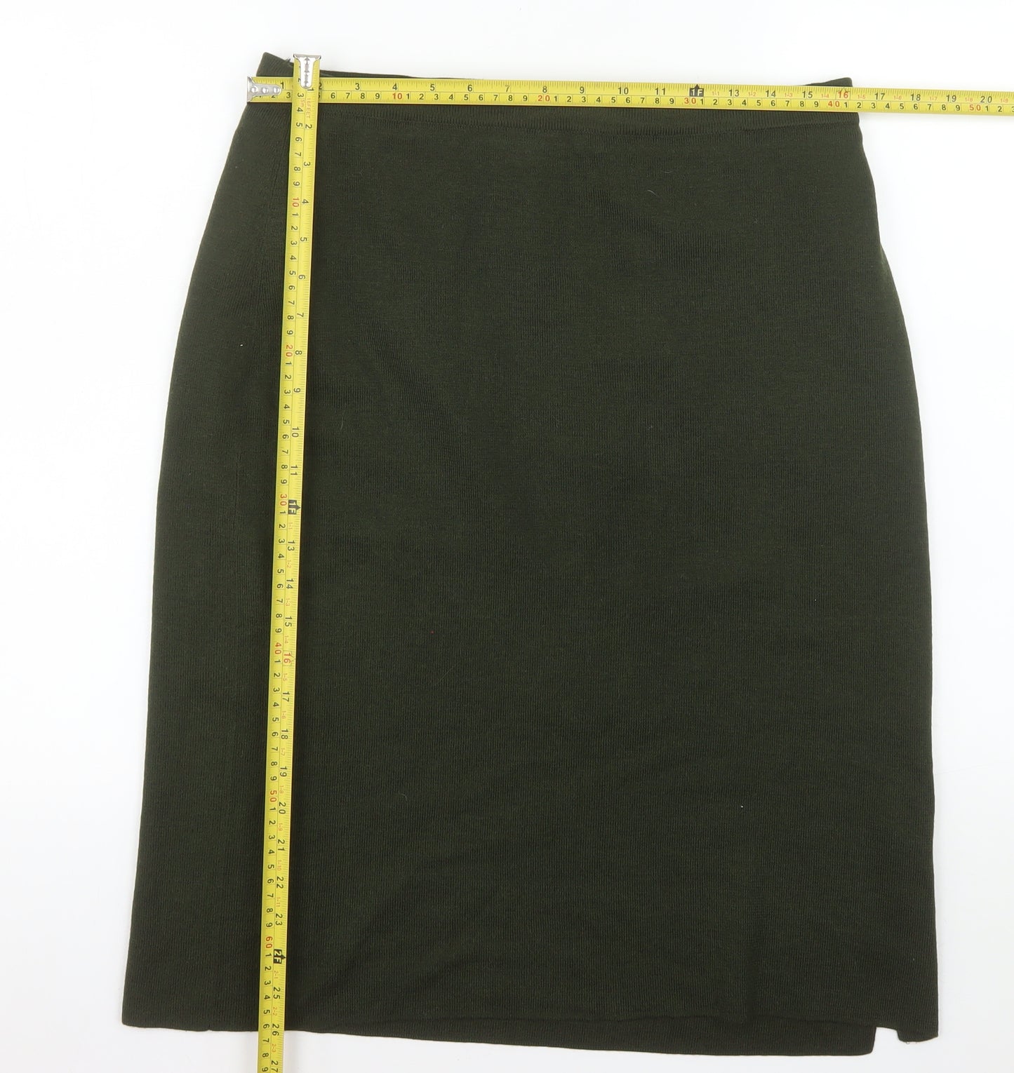 Country Casuals Women Green L Wool Knit Pencil Skirt