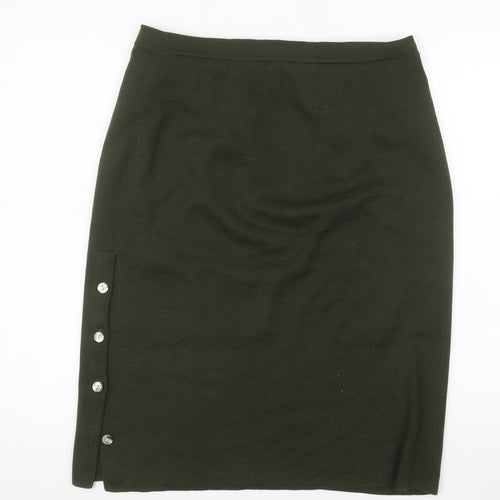 Country Casuals Women Green L Wool Knit Pencil Skirt