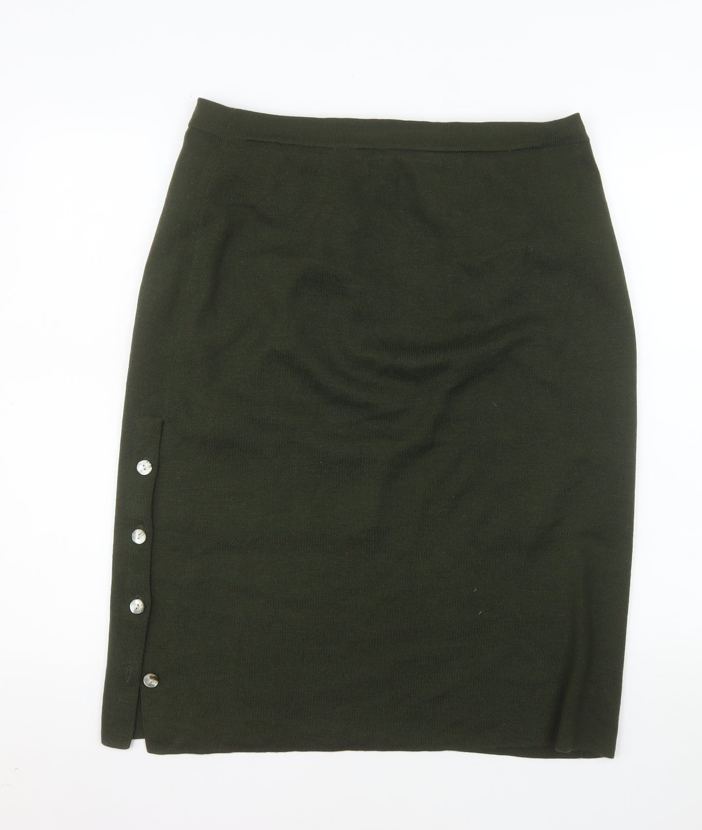 Country Casuals Women Green L Wool Knit Pencil Skirt