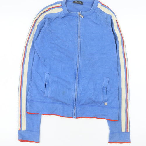 Ted Baker Women's Blue Silk Blend Zip Jacket Size 12