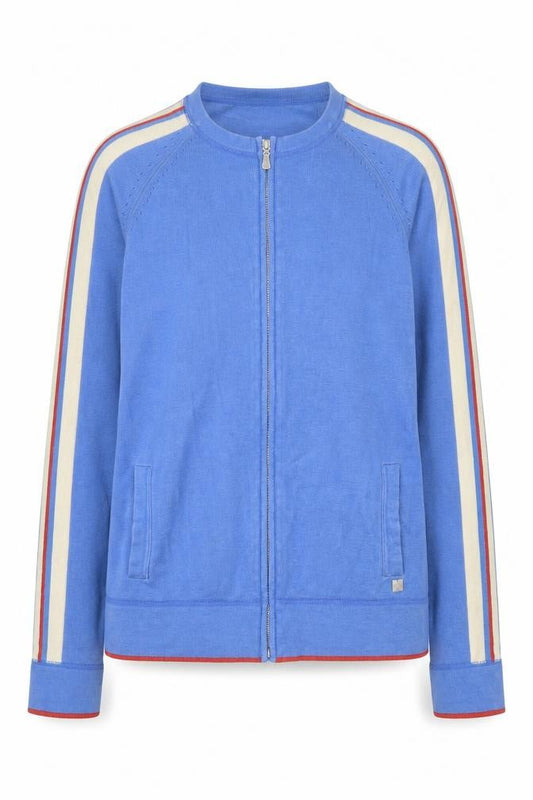 Front view of Ted Baker Women's Blue Silk Blend Zip Jacket, size 12