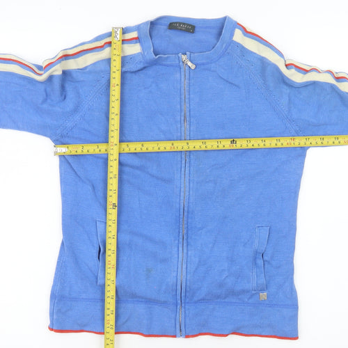 Ted Baker Women's Blue Silk Blend Zip Jacket Size 12