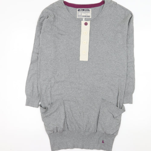 Joules Women’s Grey Knit Shift Henley Dress Size 12