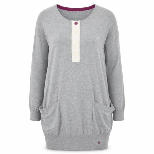 Joules Women’s Grey Knit Shift Henley Dress Size 12