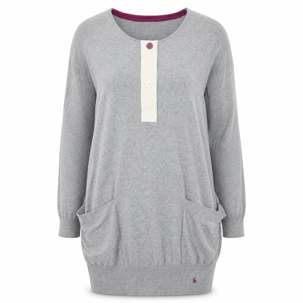 Joules Women’s Grey Knit Shift Henley Dress Size 12