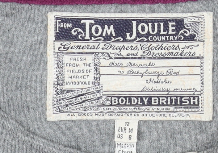 Joules Women’s Grey Knit Shift Henley Dress Size 12