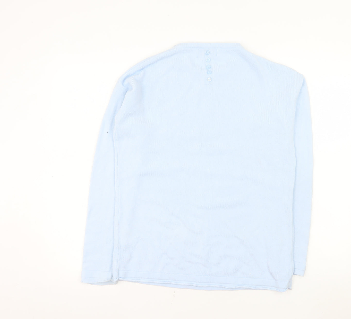 Bassini Women’s Blue Acrylic Long Sleeve Crew Neck Knit Top Size M