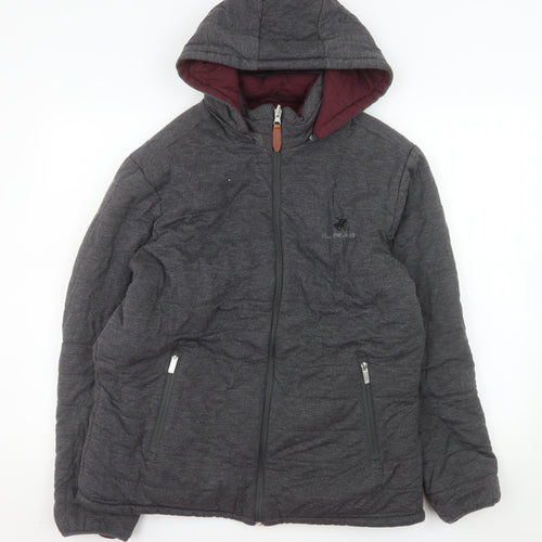 Beverly Hills Polo Club Women's Grey Hooded Puffer Jacket L