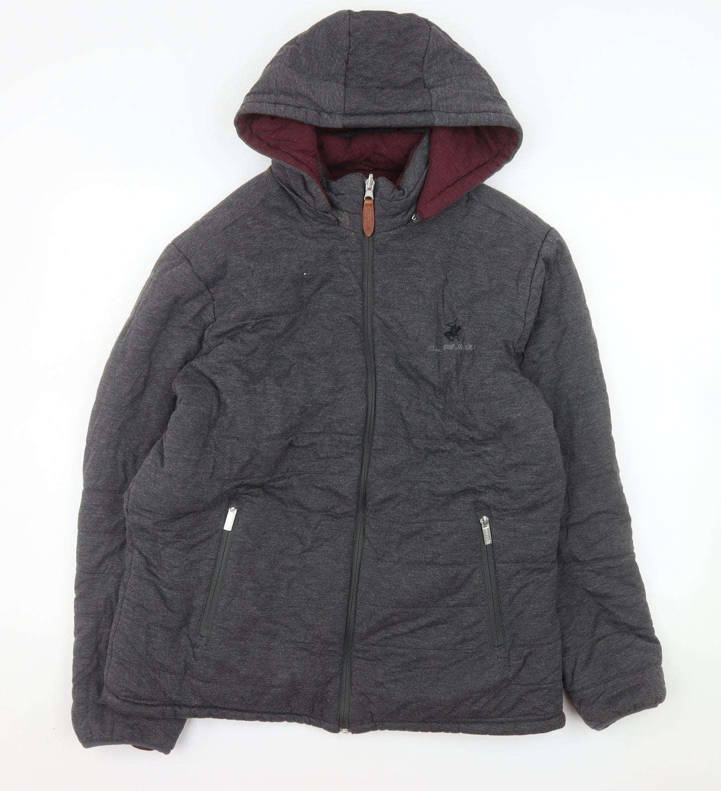 Beverly Hills Polo Club Women's Grey Hooded Puffer Jacket L