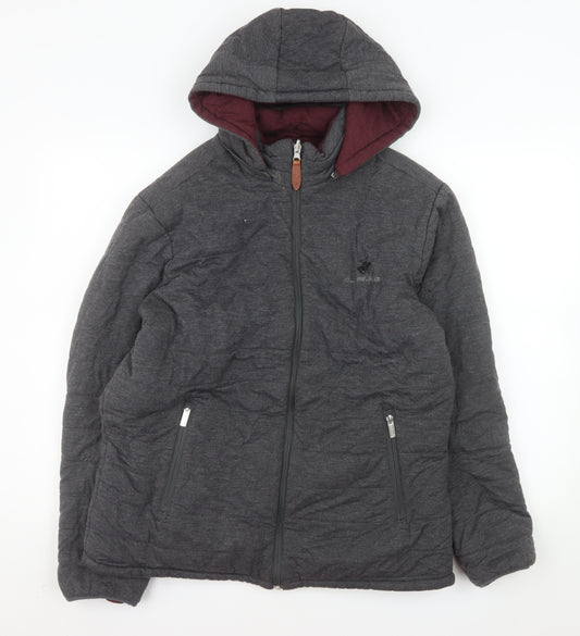 Beverly Hills Polo Club Women's Grey Hooded Puffer Jacket L