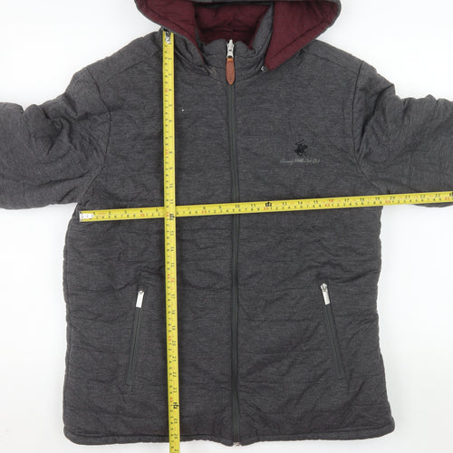Beverly Hills Polo Club Women's Grey Hooded Puffer Jacket L