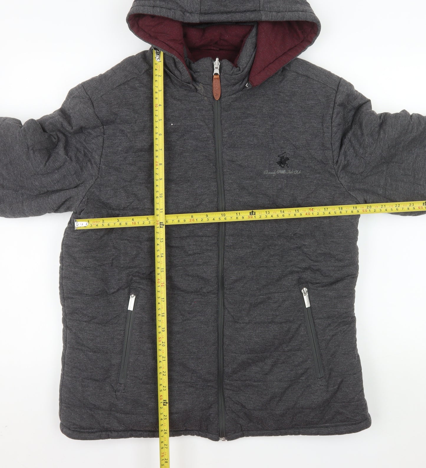 Beverly Hills Polo Club Women's Grey Hooded Puffer Jacket L