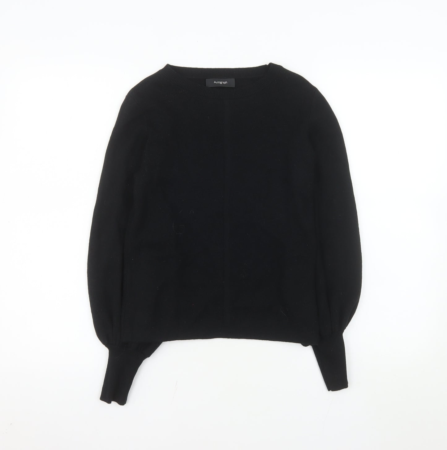 Marks and Spencer Autograph Women's Black Wool Blend Crew Neck Jumper Size 8