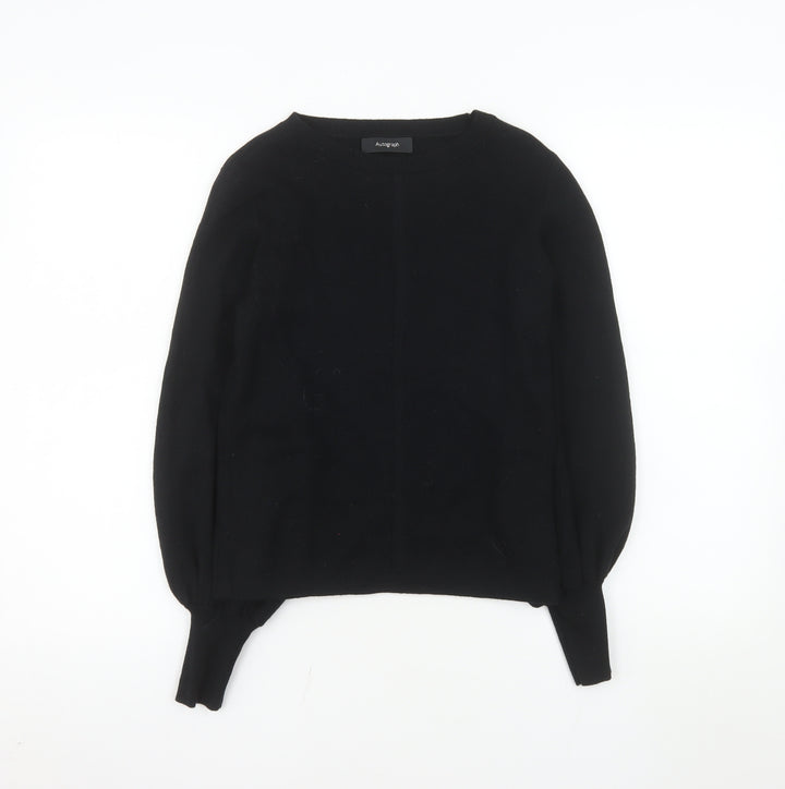 Marks and Spencer Autograph Women's Black Wool Blend Crew Neck Jumper Size 8