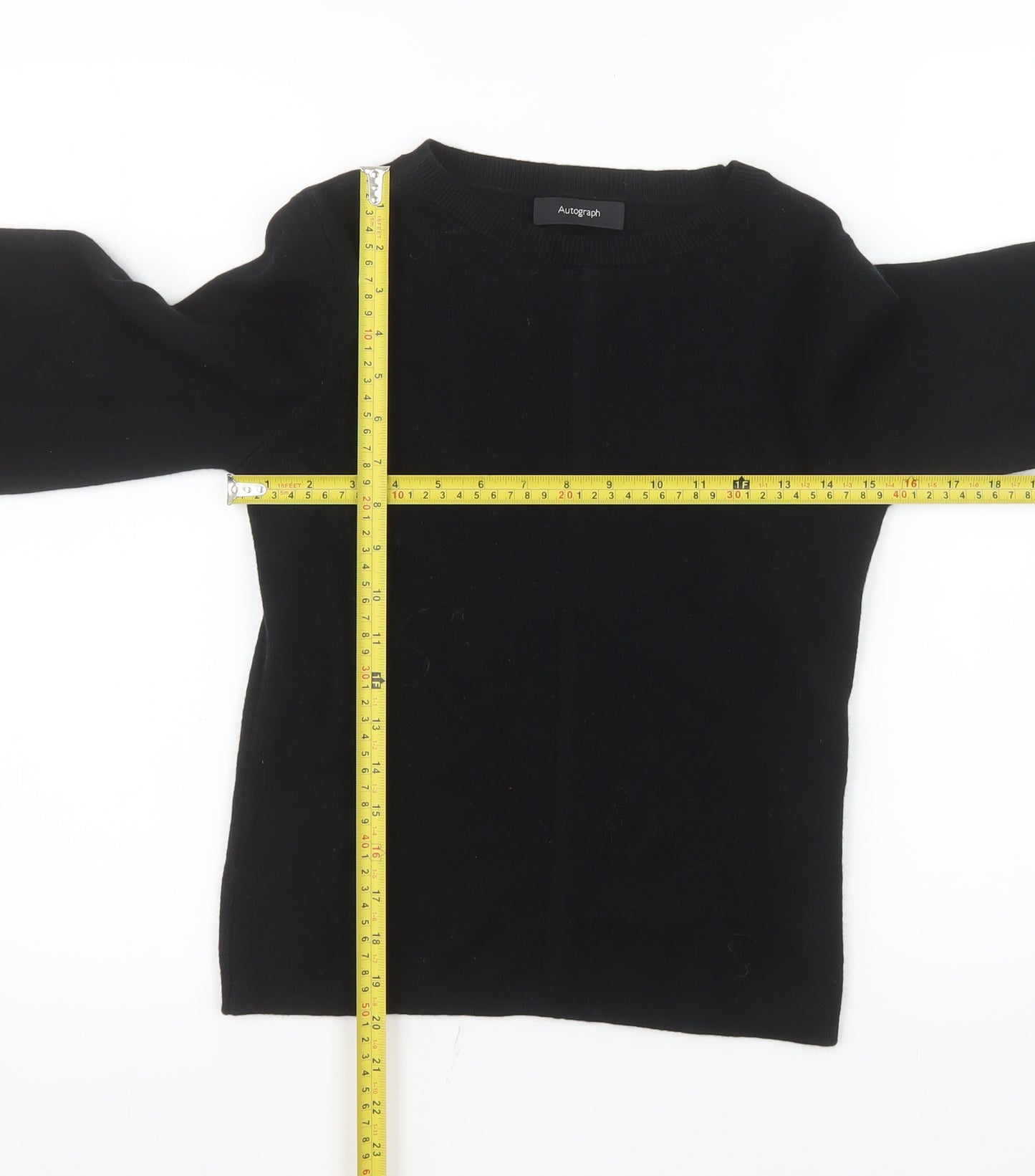 Marks and Spencer Autograph Women's Black Wool Blend Crew Neck Jumper Size 8