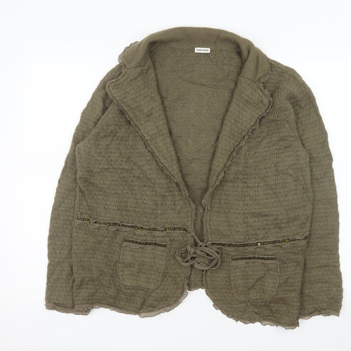 Gerry Weber Women's Khaki Green Cardigan Size 18 Beaded Knit