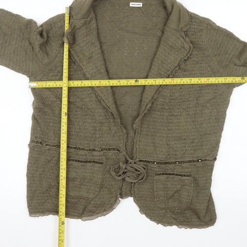 Gerry Weber Women's Khaki Green Cardigan Size 18 Beaded Knit