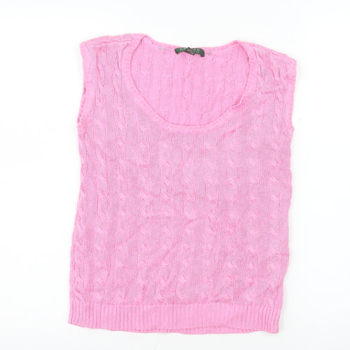 Ralph Lauren Women's Pink Cable-Knit Cotton Vest S