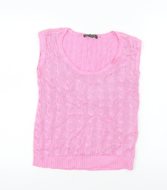 Ralph Lauren Women's Pink Cable-Knit Cotton Vest S
