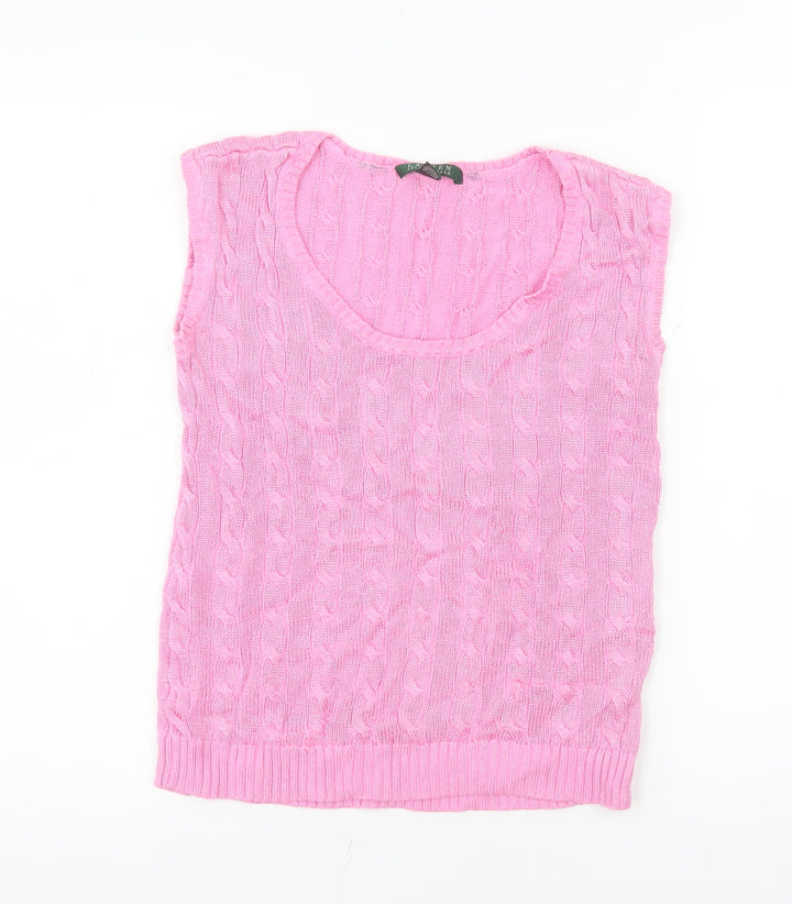Ralph Lauren Women's Pink Cable-Knit Cotton Vest S