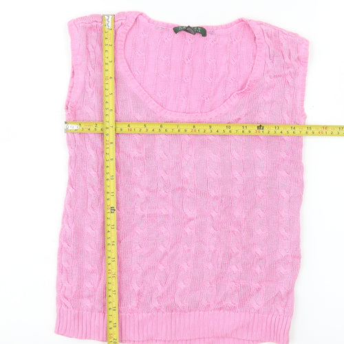 Ralph Lauren Women's Pink Cable-Knit Cotton Vest S