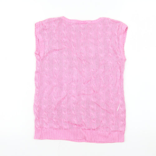 Ralph Lauren Women's Pink Cable-Knit Cotton Vest S
