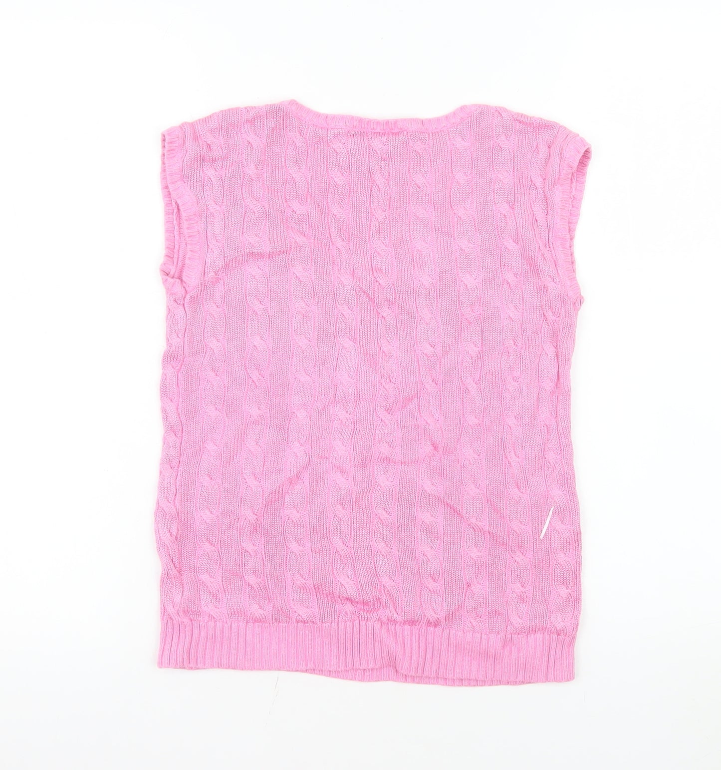 Ralph Lauren Women's Pink Cable-Knit Cotton Vest S