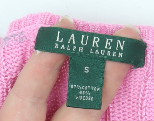 Ralph Lauren Women's Pink Cable-Knit Cotton Vest S