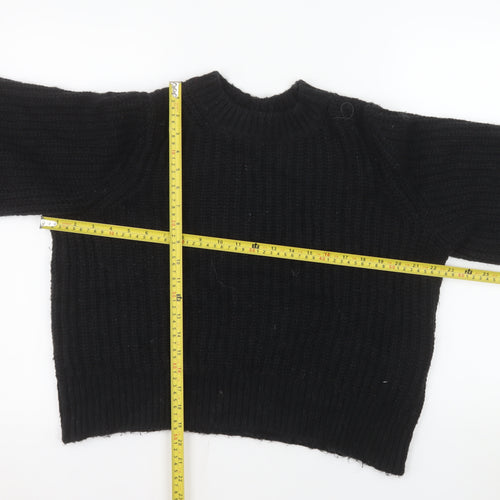 Boden Womens Black Chunky-Knit Crew Neck Balloon Sleeve Jumper M