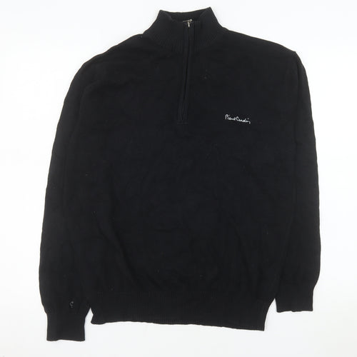 Pierre Cardin Men's Black 1/2 Zip Cotton Mock Neck Sweatshirt L