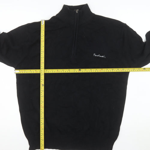 Pierre Cardin Men's Black 1/2 Zip Cotton Mock Neck Sweatshirt L