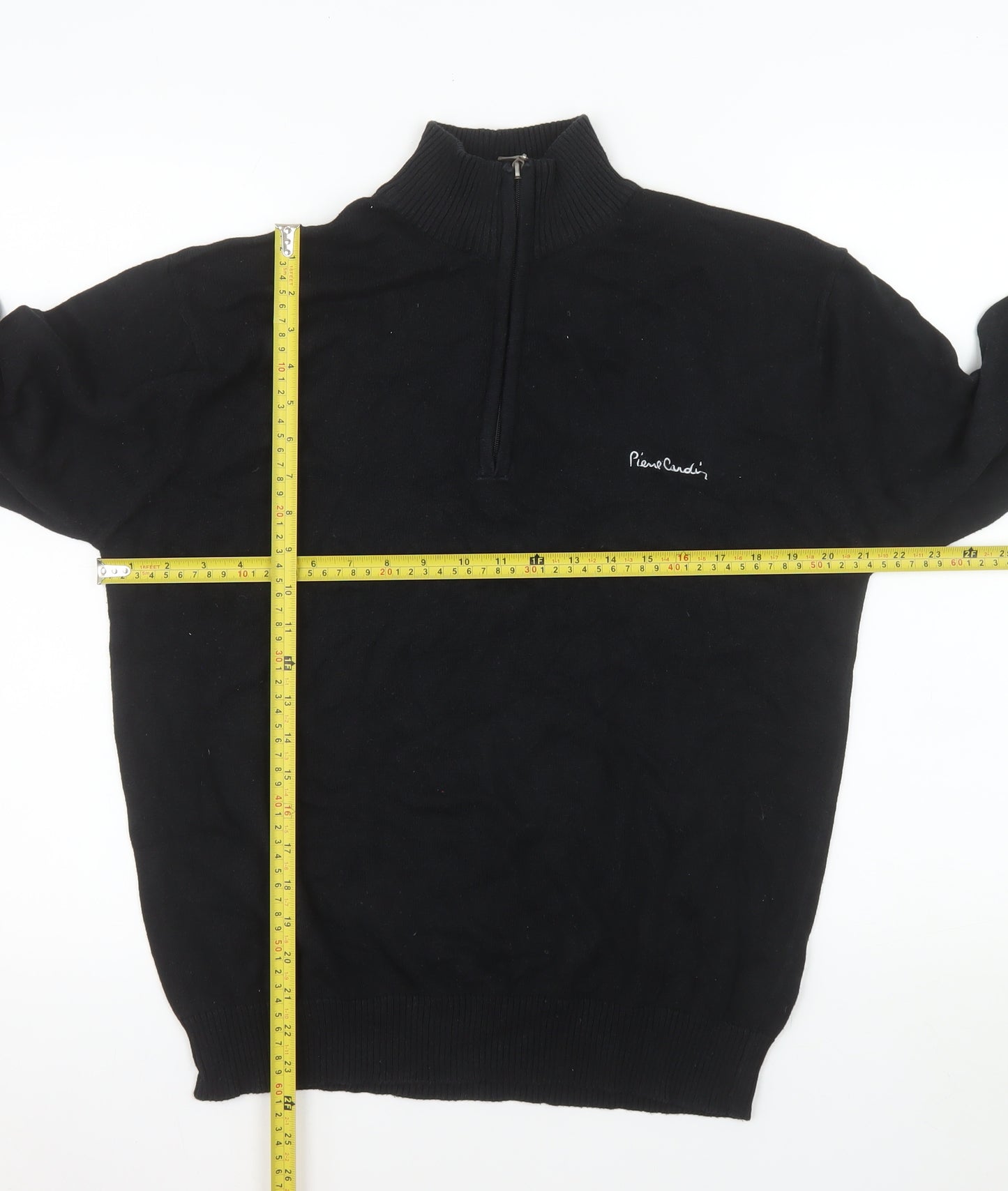 Pierre Cardin Men's Black 1/2 Zip Cotton Mock Neck Sweatshirt L