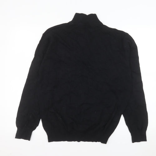 Pierre Cardin Men's Black 1/2 Zip Cotton Mock Neck Sweatshirt L