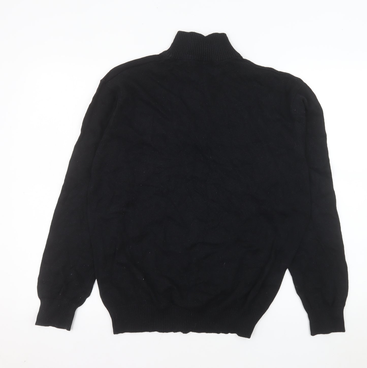Pierre Cardin Men's Black 1/2 Zip Cotton Mock Neck Sweatshirt L