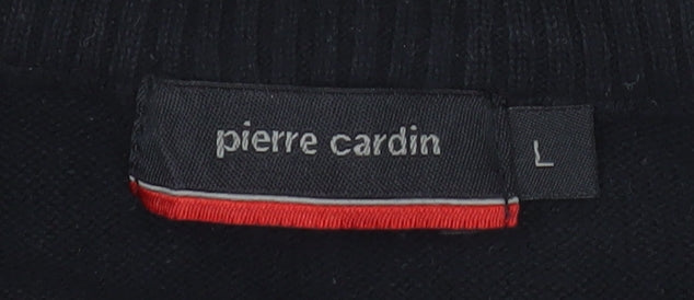 Pierre Cardin Men's Black 1/2 Zip Cotton Mock Neck Sweatshirt L