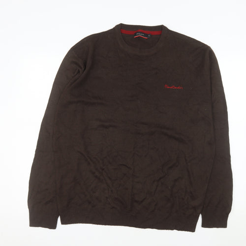 Pierre Cardin Men's Brown XL Acrylic Crew Neck Pullover Jumper