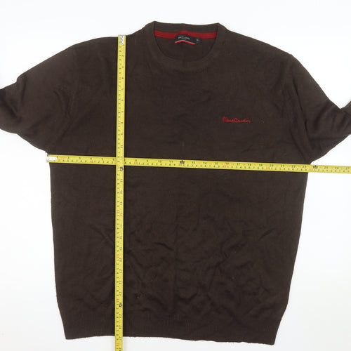 Pierre Cardin Men's Brown XL Acrylic Crew Neck Pullover Jumper