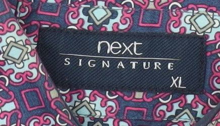 Next Signature Men's Purple Geometric Long Sleeve Button-Up Shirt XL Cotton