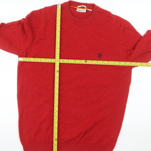 Timberland Men's Red Merino Wool Crew Neck Jumper Size M