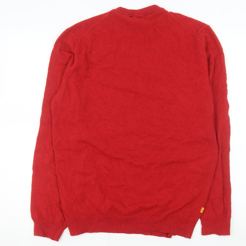 Timberland Men's Red Merino Wool Crew Neck Jumper Size M