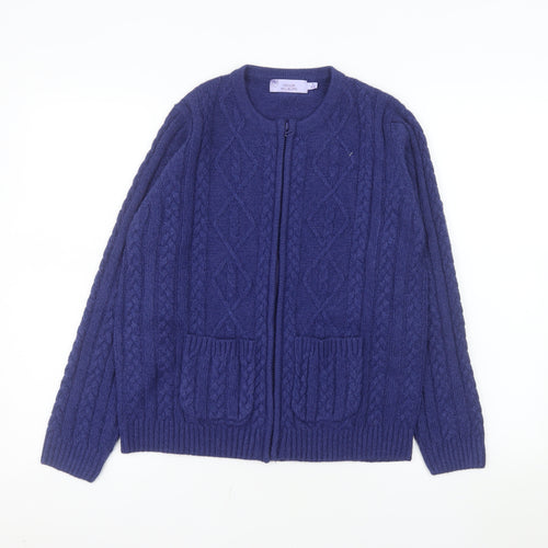 Honor Millburn Women's Blue Knit Zip Jacket Size S 10-12