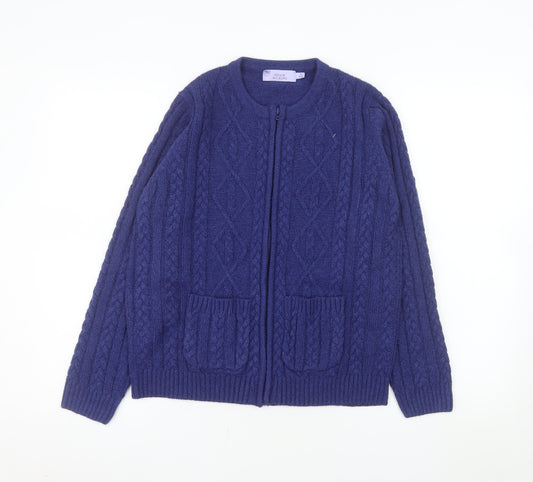 Honor Millburn Women's Blue Knit Zip Jacket Size S 10-12