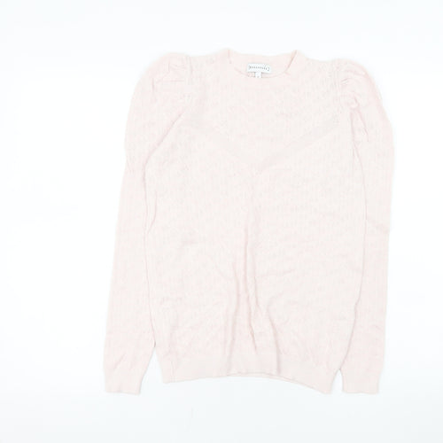 Warehouse Women’s Pink Puff Sleeve Knit Blouse UK 8