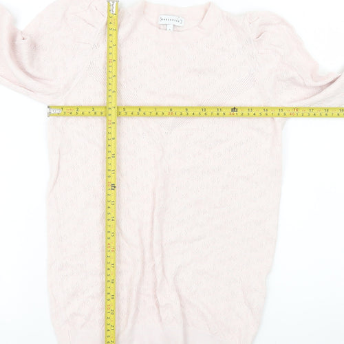 Warehouse Women’s Pink Puff Sleeve Knit Blouse UK 8